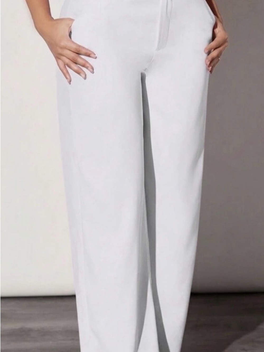 Classic High-Waist Wide-Leg Pants - White